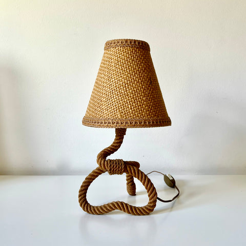 Rope table lamp by Audoux Minet, France c.1950