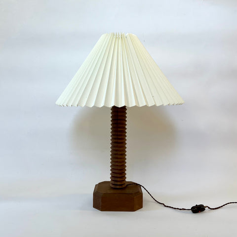 French turned wood table lamp, Charles Dudouyt