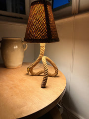 Rope table lamp by Audoux Minet, France c.1950