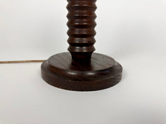 French turned wood table lamp, Charles Dudouyt c.1930