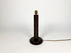 French turned wood table lamp, Charles Dudouyt c.1930