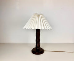 French turned wood table lamp, Charles Dudouyt c.1930