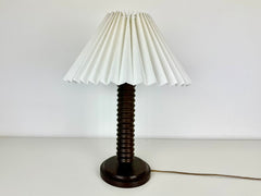 French turned wood table lamp, Charles Dudouyt c.1930