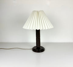 French turned wood table lamp, Charles Dudouyt c.1930