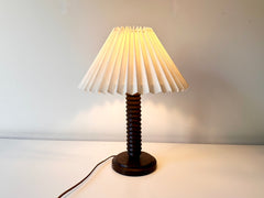 French turned wood table lamp, Charles Dudouyt c.1930