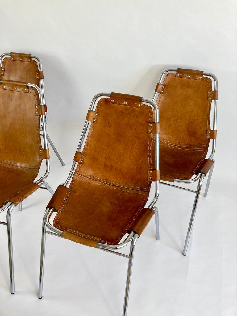 Vintage Leather Chair Les Arcs by Charlotte Perriand 1960s 