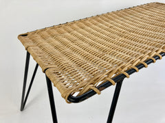 Eyespy - Rattan and metal low table by Raoul Guys, France c1950-60