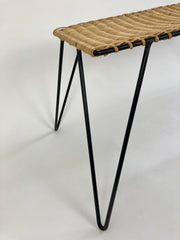 Rattan and metal low table by Raoul Guys, France c1950-60