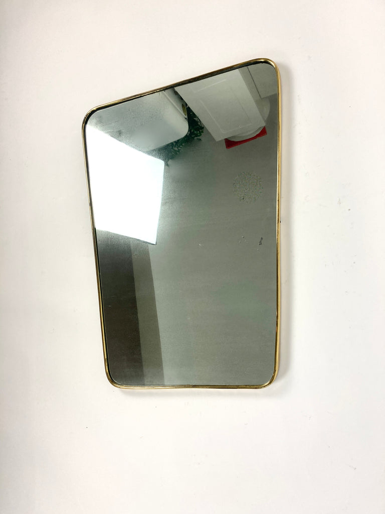 Mid century brass wall mirror, Italy 1950s - eyespy