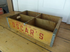 VINTAGE U.S 60s OSCAR'S SODA BOTTLE CRATE - 4 SECTIONS - eyespy