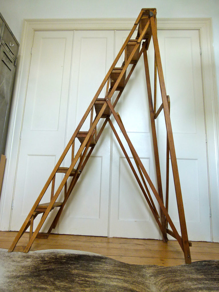 ANTIQUE VINTAGE HATHERLEY STEP LADDER library steps - eyespy